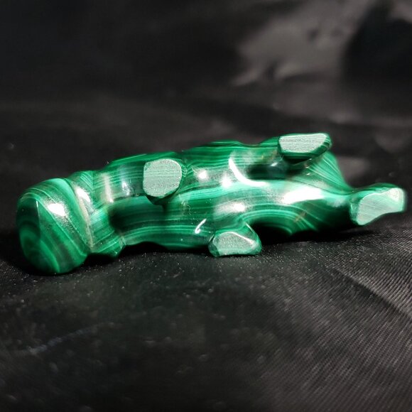 Vintage 2.25" Carved malachite hippopotamus Figurine - Picture 3 of 8